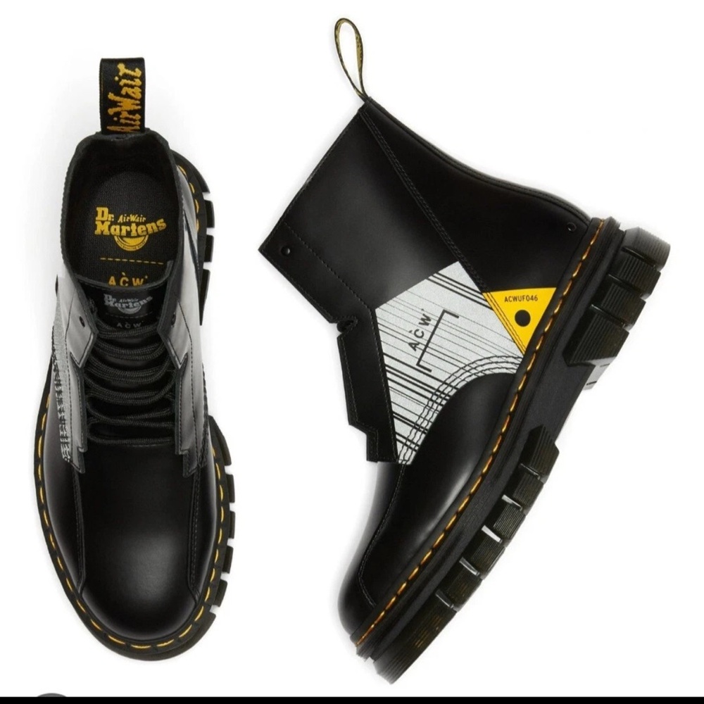 Dr. Martens X ~ A Cold-Wall Rikard Black and Yellow Graphic Boots